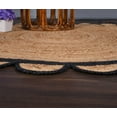 thumbnail image 2 of Natural Farmhouse Jute Round Rug with Black Border Design, Scalloped Round Rug Size 4 x 4 Feet, 2 of 4