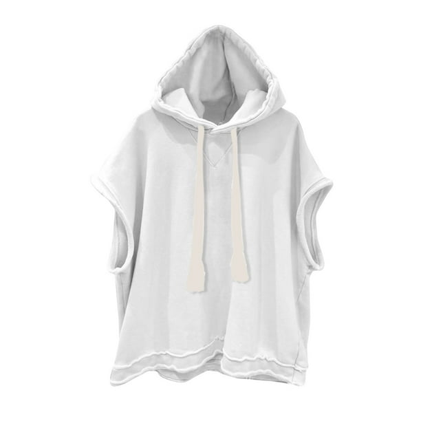 Tops de Verano de Algodón, Cordón de Color Sólido Deporte Casual sin Mangas con Capucha para Hombres Hecha de Tela Transpirable para Todas las Estaciones, Tops de Verano Casuales