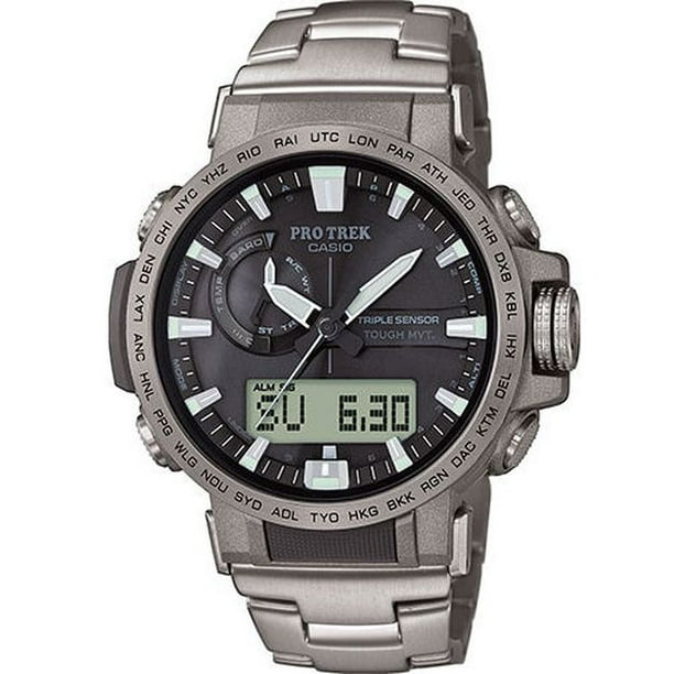 Casio Casio Pro Trek Solar Atomic Compass Altimeter Titanium Watch PRW60T7A