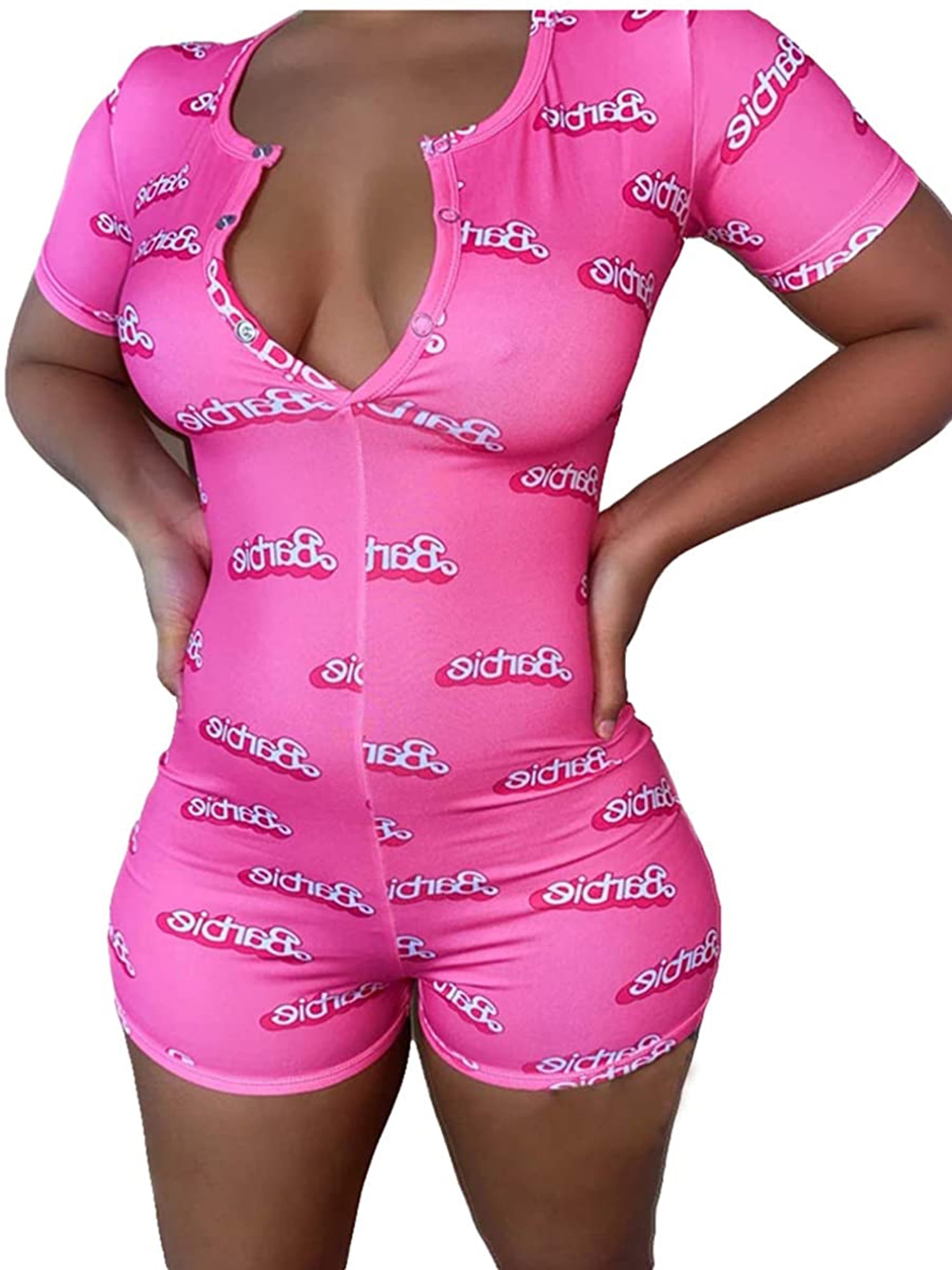 JBEELATE Women Bodysuit Short Sleeve Deep V Neck Bodycon Stretch