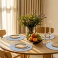 thumbnail image 5 of Blue Striped Round Placemats Set of 6 for Dinning Tables,Heat-proof Braided Table Mats 13 Inch,Modern Simple Farmhouse Beige Vintage Washable Place Mat for Kitchen Restaurant Party Table Decor, 5 of 9