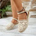 thumbnail image 2 of Woven Lace Platform Wedge Sandals for Women Boho White Bride Wedding Closed Toe Espadrilles Dressy Sandals, 2 of 5