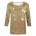 thumbnail image 2 of BLTIBY 3/4 Sleeve Tops for Women Dressy Crewneck Pullover Shirts Sequin Printed Blouse Fashion Comfort Multicolor 2 S, 2 of 6