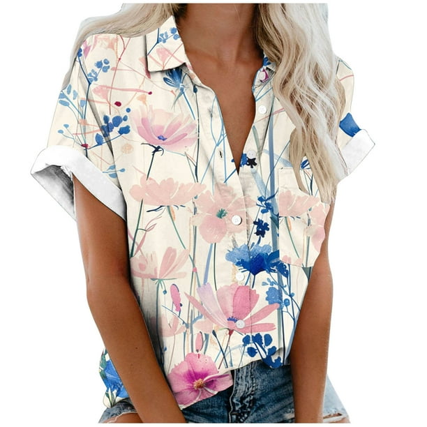Mujeres Pantalones Cortos Impresos Blusas de Manga Corta Y Top Regular, Vestido de Moda de Verano Casual para Mujeres