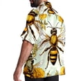 thumbnail image 3 of Starry Bees in the Sky Men's Short Sleeve Hawaiian Shirt, Casual Printed Button Down Beach Tops, Summer Poplin Spread Collar Unisex Button Down Shirts, 3 of 6