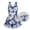 thumbnail image 6 of Tutolipy Childrens Swimwear, Navy White Hibiscus Bathing Suit, Comfortable Swimsuit Wide Straps Sleeveless Bathing Suit for Beach Size 6-7 Years, 6 of 8