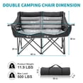 thumbnail image 4 of Sunyrisy Oversized Double Camping Chair, Folding 2-Person Loveseat with Fully Padded Seats, Heavy-Duty Duo Camping Couch, Portable Lawn Chair with Carrying Bag, 4 of 9