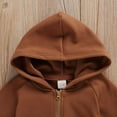 thumbnail image 5 of Infant Baby Boy Girl Solid Color Long Sleeve Zipper Hooded Jumpsuit Romper Outfit Fall Winter Warm Clothes, 5 of 8