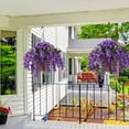 thumbnail image 2 of Artificial Silk Flowers in Hanging Basket Outdoor Indoor Patio Lawn Corridor Garden Decor, Fake Hanging Orchid in Basket, Hanging Orchid with 0-inch Coconut Lining Chain Palm Flowerpot(Yellow), 2 of 5
