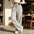 thumbnail image 7 of Women's High Waist Drawstring Wide Leg Sweatpants with Pockets Summer Loose Casual Lounge Trousers, 7 of 7