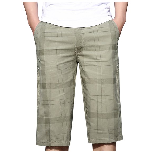 fartey Pantalon Capri Grande Taille pour Hommes Tendance 2025 à Carreaux Cargo Longueur Genou Long Shorts avec Cordon de Serrage Joggeurs de Sport Entraînement Détente Pantalon 3/4, TTG-6TG