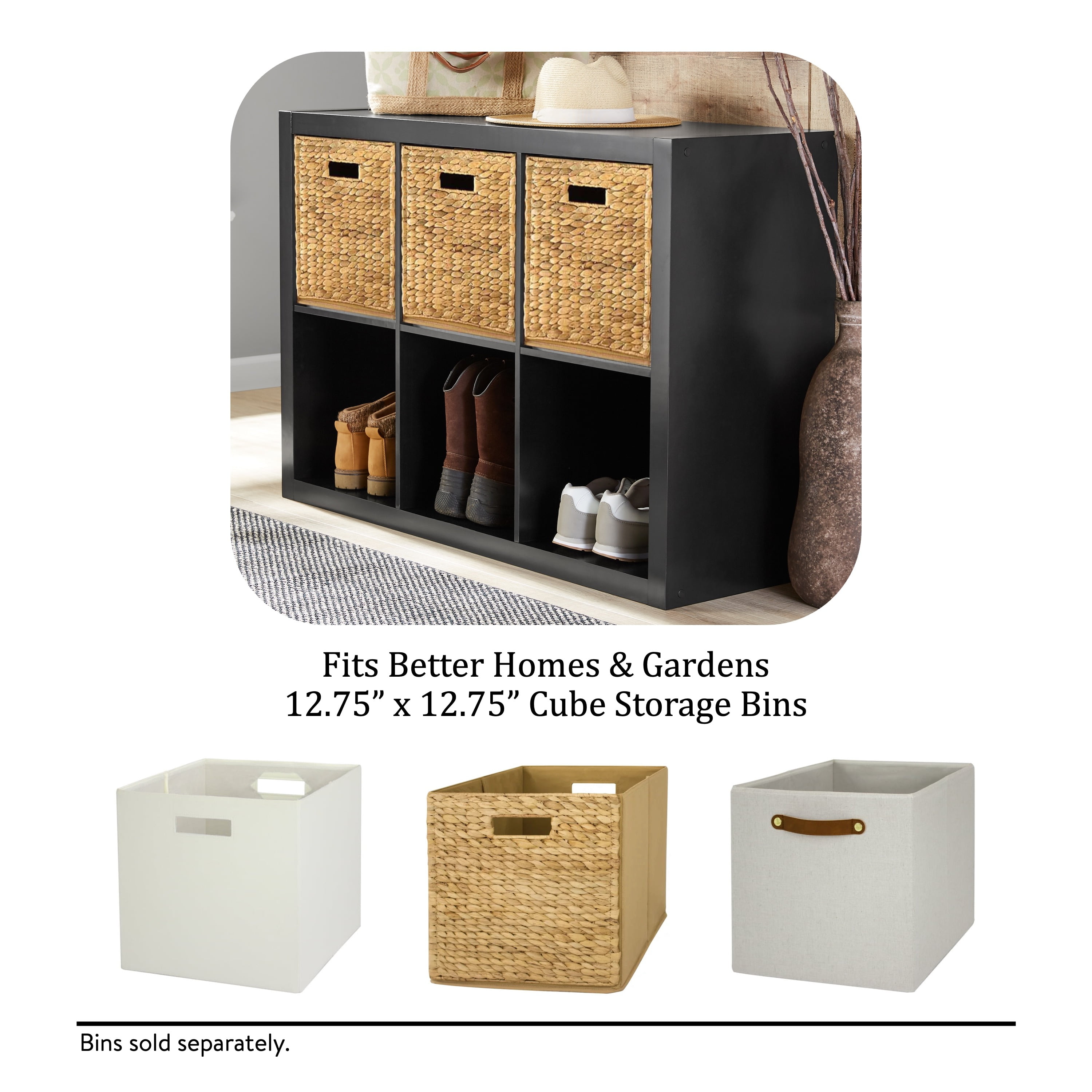Better Homes & Gardens 6 Cube Storage Organizer, Solid Black