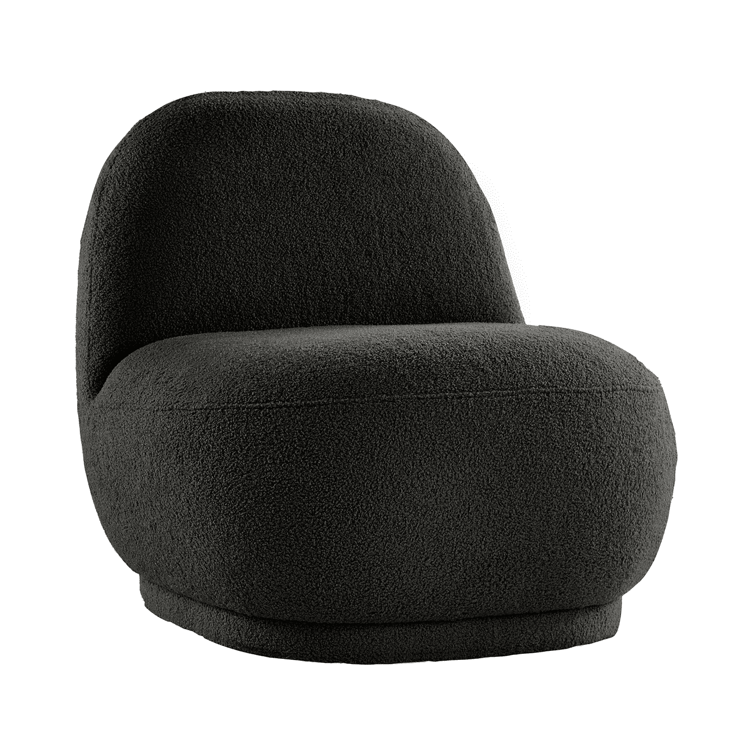 Weston Home Lompoc Modern Boucle Accent Chair with Rounded Design and Lumbar Pillow, Black