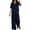 Navy, variant on Caywon Womens 2 Piece Notch Neck Top Wide Leg Pants Set Short Sleeve Elastic Waist Loungewear Breathable Wrinkle-Free Casual Loose Fit Conjunto de Ropa para Mujer