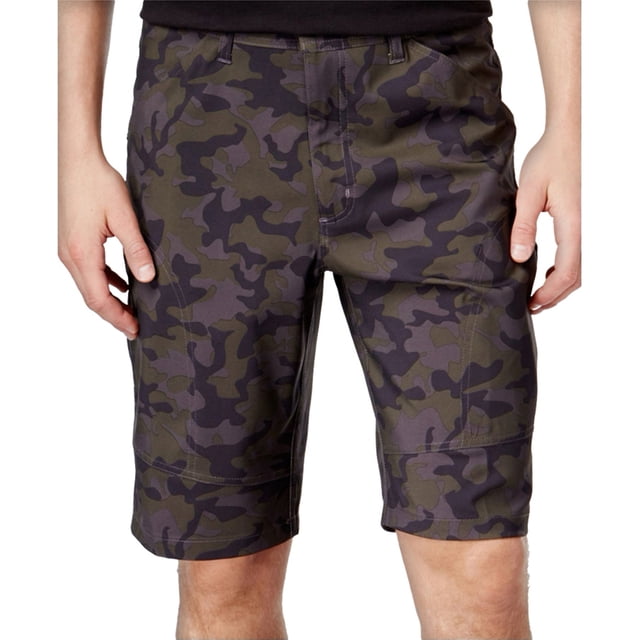 Hawke & Co. Mens Flat-Front Tech Casual Cargo Shorts, Green, 33