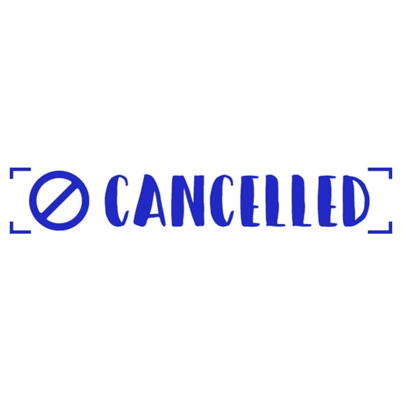 Printtoo Cancelled Self Inking Rubber Stamp Pre-Inked Office Stamp- Home Office Business Stationery, Blue- 42 x 9 mm