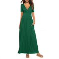thumbnail image 1 of New Women's V Neck Solid Color Short Sleeve Casuak Maxi Dress, 1 of 5