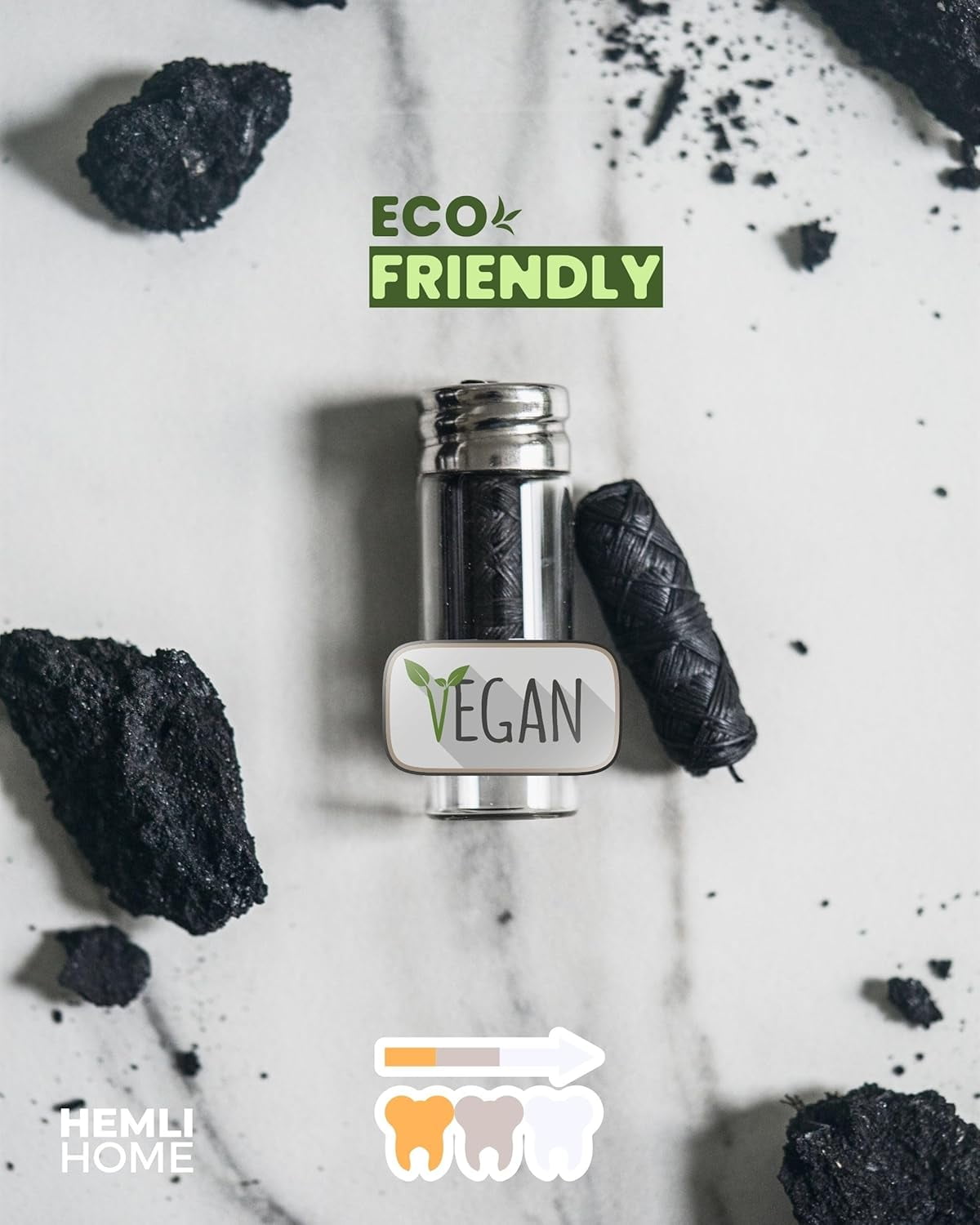 Bamboo Charcoal Dental Floss Refills Bambo Woven Fibres 5 x 33 Yards Organic Refillable Floss Natural Eco-Friendly Floss. Plant-Based Candelilla Wax with Mint Flavoring