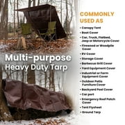 WHITEDUCK 8 x 10 Heavy Duty Tarp Cover Waterproof - 16 Mil Brown w/Grommets & Reinforced Edges