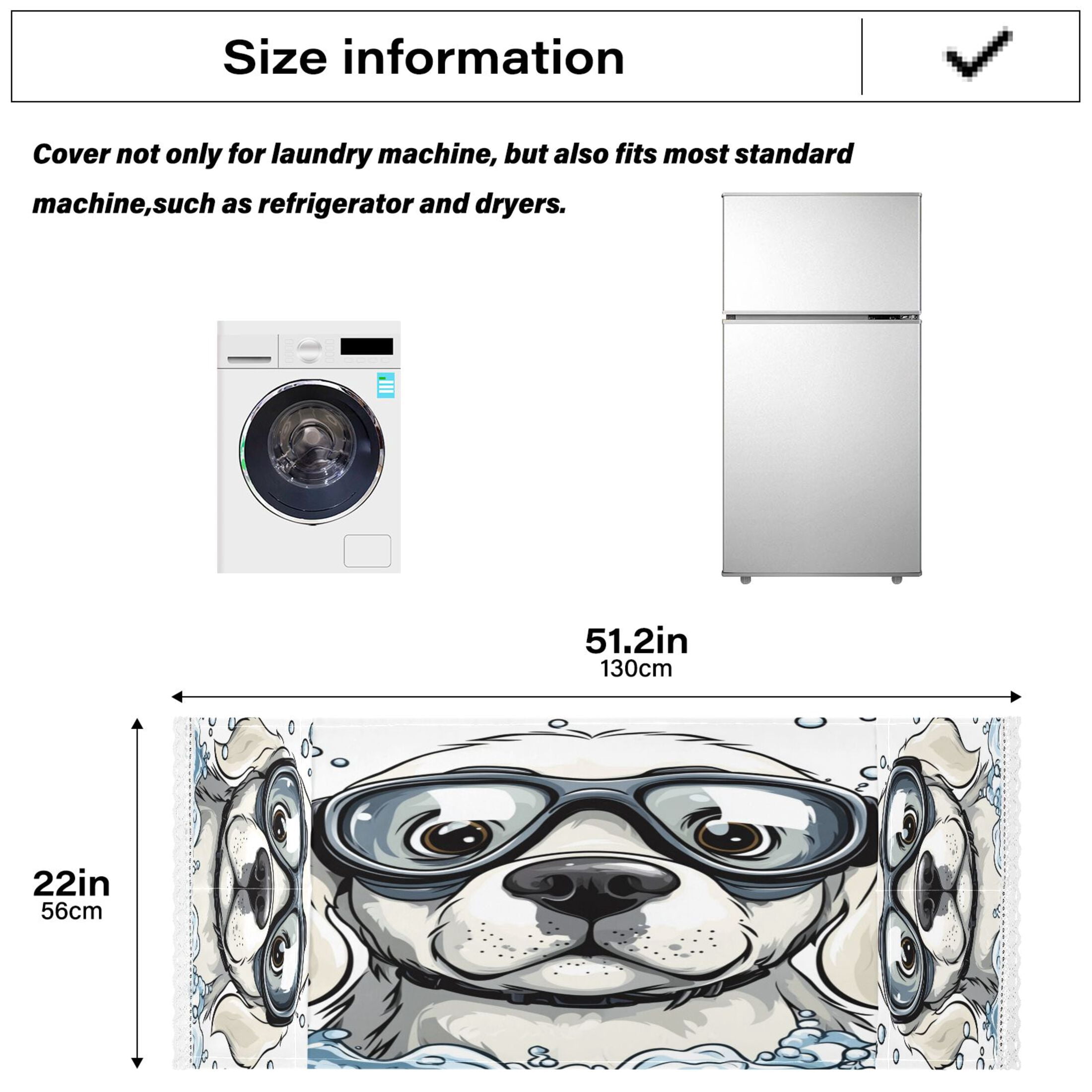 WOBOGO Cartoon White Labrador Washing Machine Cloth Dryer Refrigerator Top Cover Protective Non-Slip Mat For Kitchen Laundry