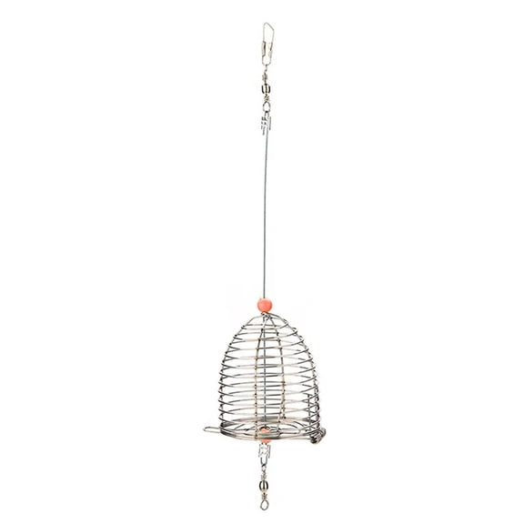 1 Pc Stainless Steel Fishing Bait Cage, 1.45" x 1.53" Small Bait Feeder Basket with Swivel, Scent Diffusion Chum Holder for Freshwater Trout & Crappie Fishing