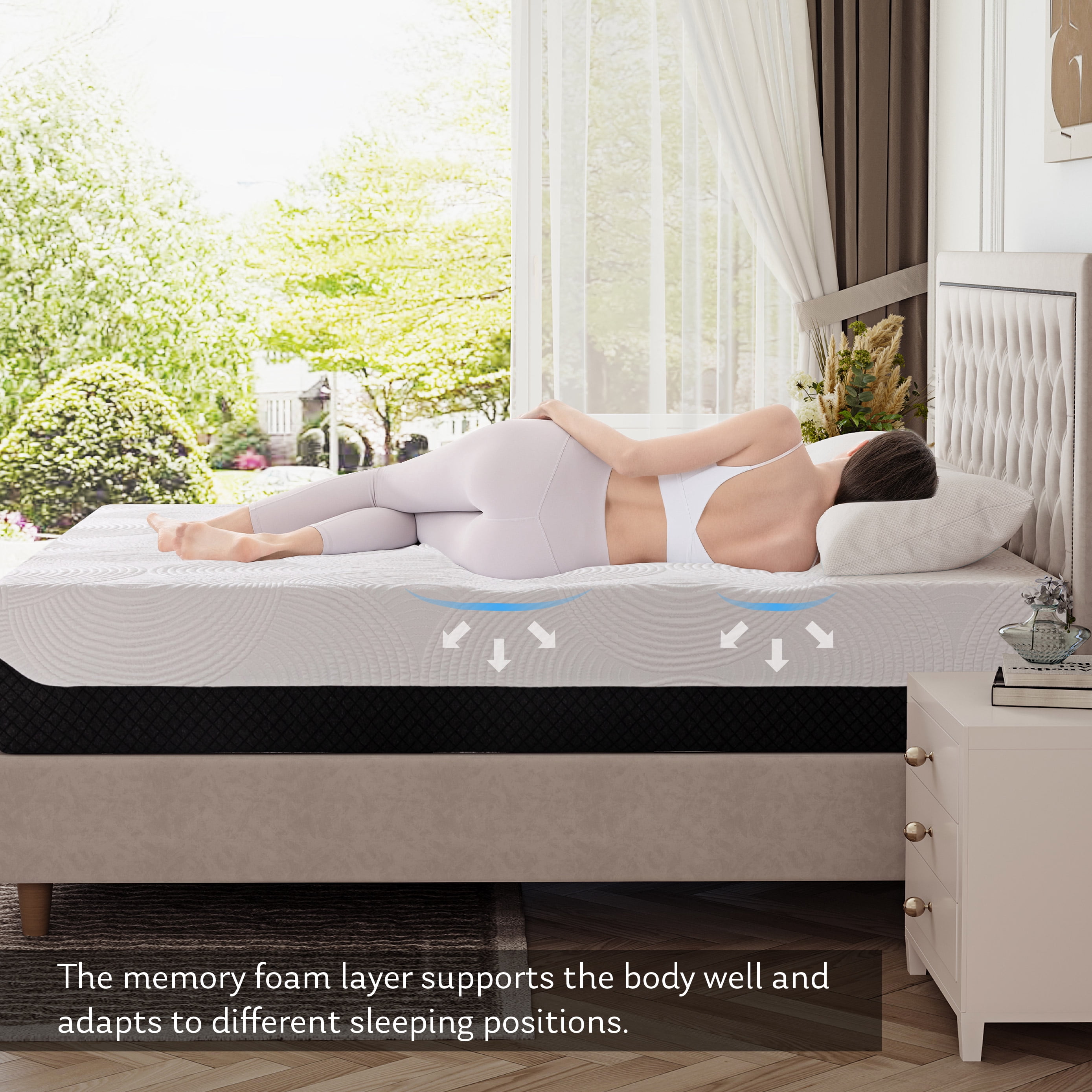 SynthoSpace Queen Mattress 12in inch Gel Memory Foam Mattress in a Box, Pressure Relief, Medium Fi