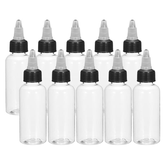 Uxcell 10Pcs 2oz/60ml Squeeze Bottles, Clear Dispensing Bottles with Twist Cap Lids, Plastic