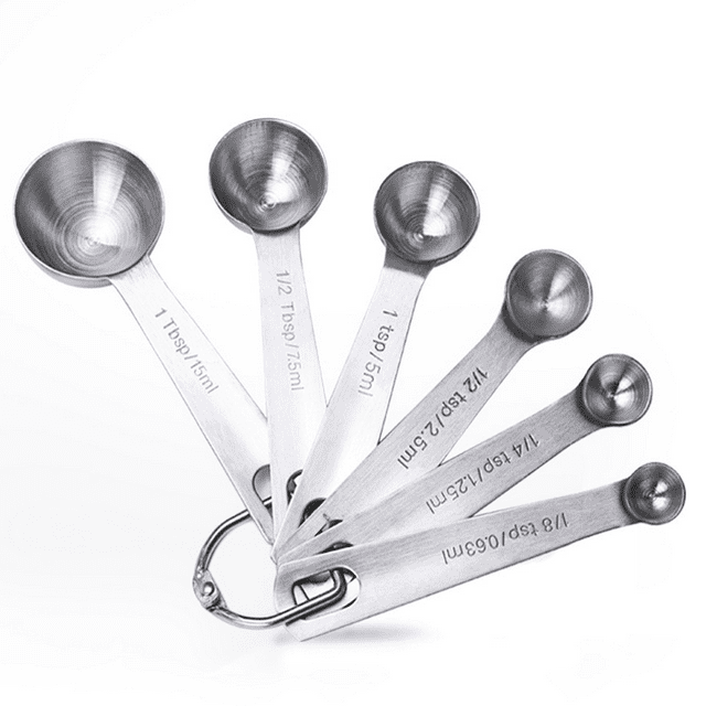 Cucharas medidoras, cucharada pequeña con medidas métricas y estadounidenses, juego de 6 para medir en seco para regalo