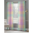 thumbnail image 4 of Pink Blue Plaid Sheer Curtains 96 Inch Length 2 Panels Set, Buffalo Checkered Modern Gingham Lattice Voile Window Treatment Semi Sheer Long Curtains Drapes for Bedroom/Living Room/Kitchen 52"x96"x2, 4 of 7