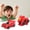 B, variant on B 2 Pack Transforming Dinosaur Pull Back Vehicles For Kids Red And Yellow Triceratops Transformer Set