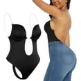 thumbnail image 1 of XINQIHANG Soutien-Gorge Gainant Dos Nu, Justaucorps Intégral String Aguichant Sans Coutures à Col en V Profond pour Femmes, Robe de Soirée Soutiens-Gorge Invisibles (Noir, 2TG), 1 of 7