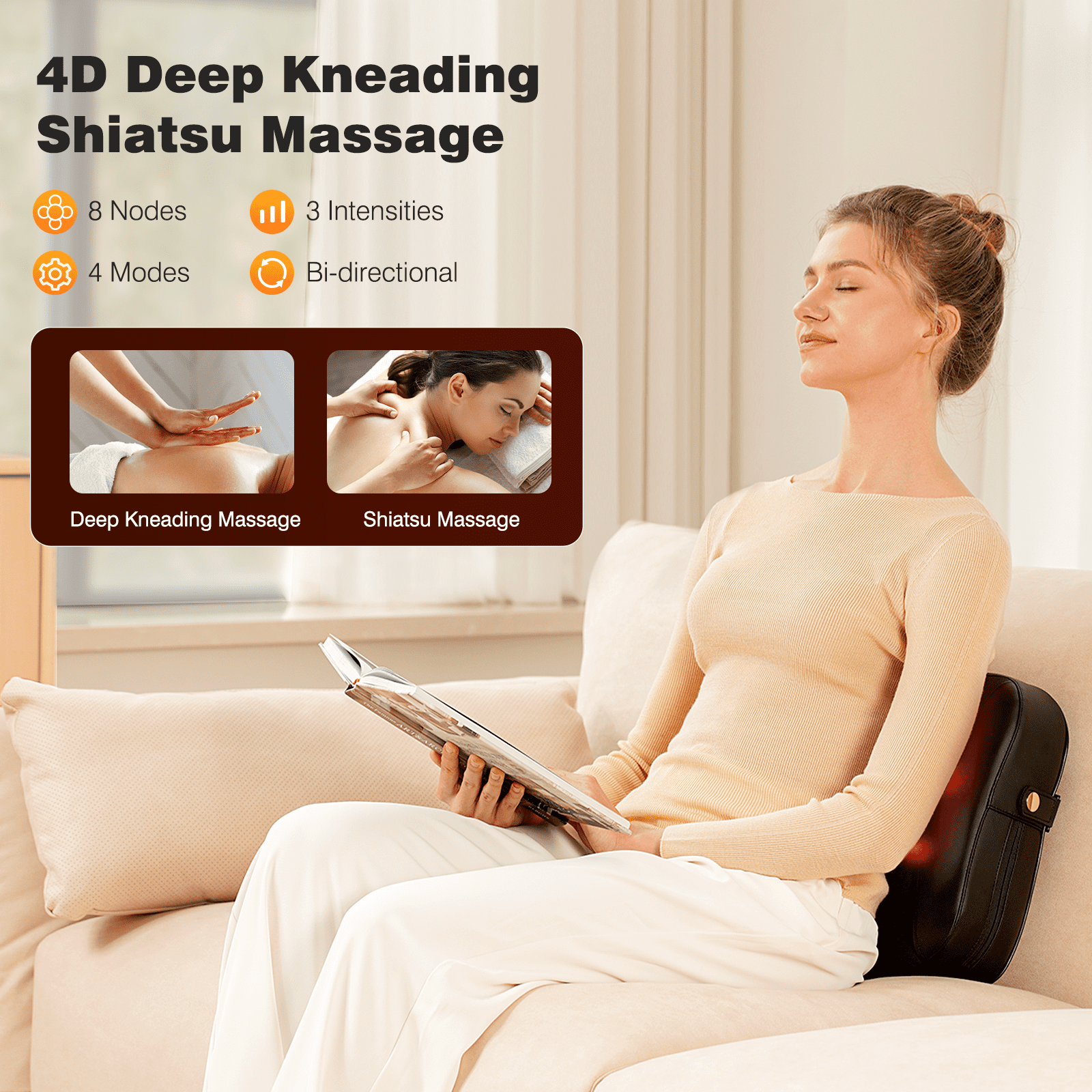 COSYSKY Shiatsu Back and Neck Massager with Heat, Deep Tissue Kneading Pillow for Office Chair, Gifts for Mom Dad