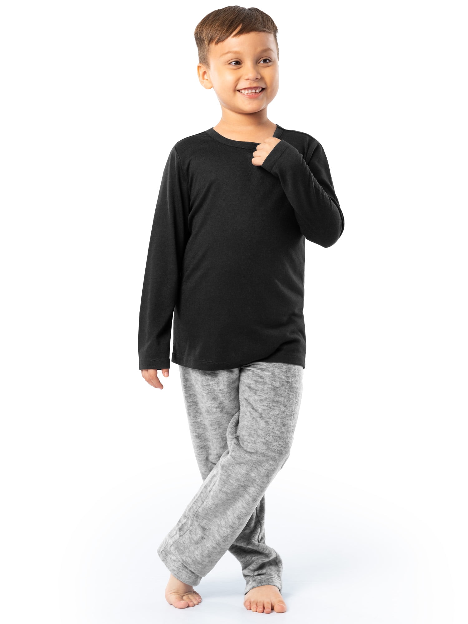 Fruit of the Loom Boy's Long Sleeve Fleece Pajama Set, 2-Piece, Sizes 4-16