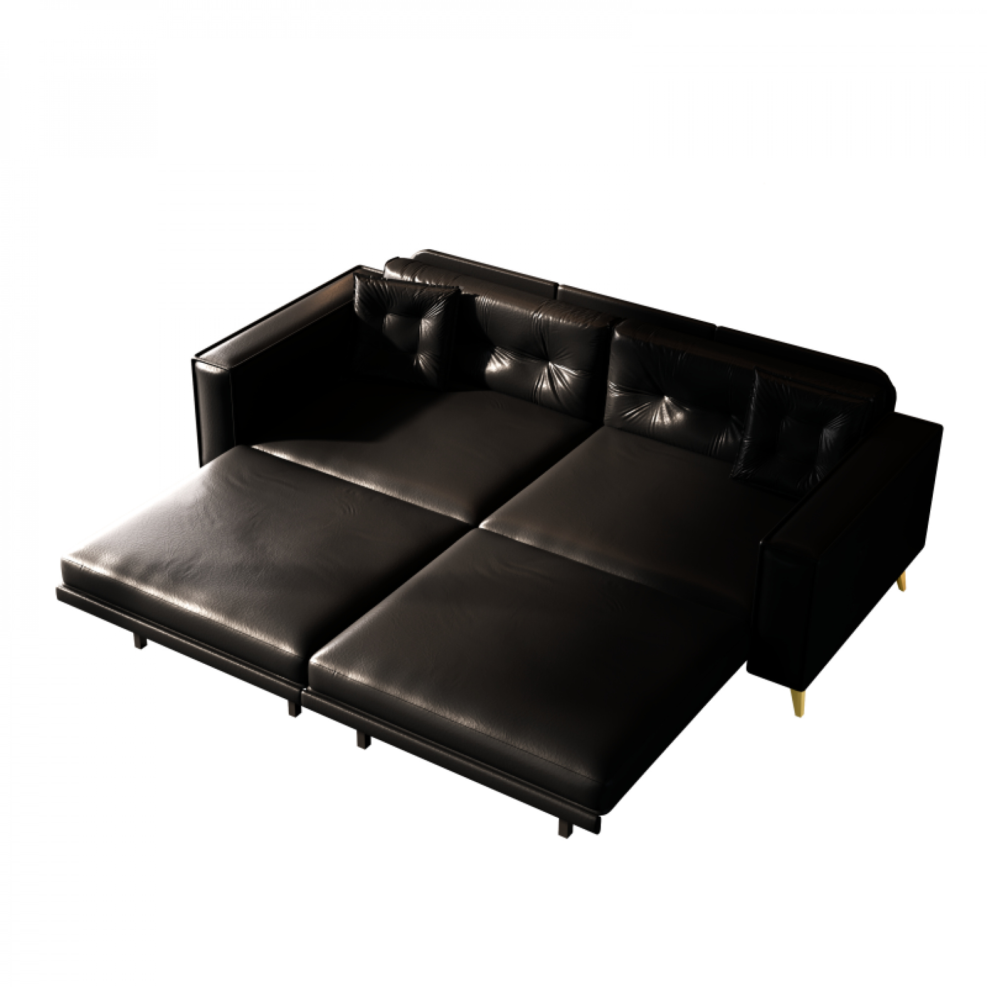 92.1" King Size Faux Leather Sleeper Sofa Bed - 3-in-1 Convertible Pull Out Couch, 4-Seater with Ultra Wide Armrests & Tufted Design, 2 Pillows Included for Living Room, Apartment, Office,Black