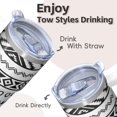 thumbnail image 4 of Bohemian 20oz Travel Tumbler with Lid and Straws, Insulated Stainless Steel Coffee Cup, Double Wall Vacuum Leakproof Boho Design, 4 of 5