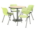 thumbnail image 1 of Round 36" Diameter Pedestal Table with 4 Lime KOOL Series Stack Chairs  Natural Laminate Top, 1 of 1