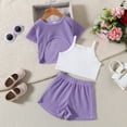 thumbnail image 2 of LAPAKIDS 3Pcs Baby Girls Summer Clothes Toddler Casual Outfits Solid Tops + Strap Tops + Shorts Set 6-9 Months, 2 of 7