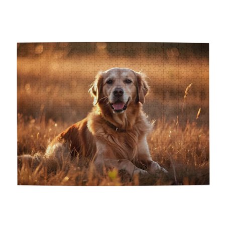 1000-Piece Wooden Jigsaw Puzzle for Adults & Families - Dog Relaxing Golden Sunlight Fun & Educational Brain-Teasing Game Artistic Home Decor