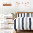 thumbnail image 6 of 3 Piece Navy Blue Gray Striped Duvet Cover Set Twin Size, Microfiber Comforter/Quilt Cover with Corner Ties and 2 Pillowcases, Farmhouse Stripe Art All Season Soft Bedding with Zipper Closure, 6 of 8