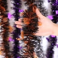 thumbnail image 7 of 9.18ft Halloween Tinsel Garland Black Orange and Purple Shiny Garland Halloween Party Decorations, 7 of 7