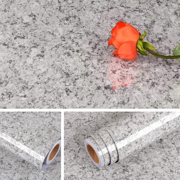 CHAO Papel pintado autoadhesivo impermeable de granito de 40 cm x 5 m, mármol para encimera de cocina, adhesivo para encimera, protector contra salpicaduras para cocina, papel adhesivo extraíble para