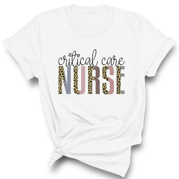 Critical Care Nurse Leopard Print Shirt Unisex Large White