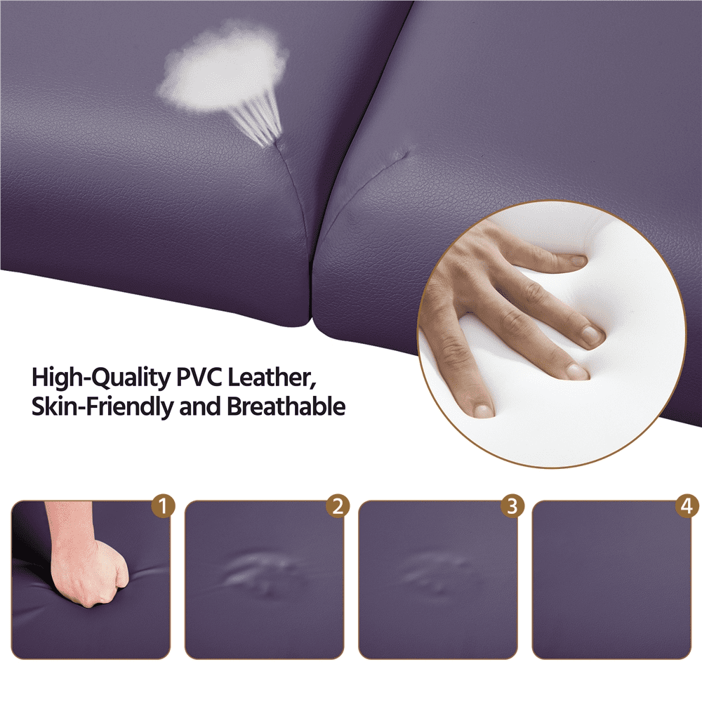Renwick Adjustable Massage Bed with Headrest and Armrest, Lavender