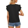 thumbnail image 7 of luethbiezx Women Ruffle Short Sleeve Round Neck Loose Fit T Shirts Casual Dressy Tunic Tops Blouse, 7 of 7