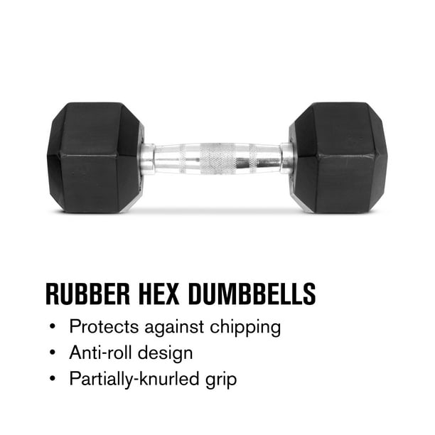 Weider, 40lb Rubber Hex Dumbbell, Single - Walmart Business Supplies