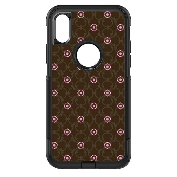 DistinctInk Custom SKIN / DECAL compatible with OtterBox Commuter for iPhone XS MAX (6.5" Screen) - Brown & Pink Floral Pattern