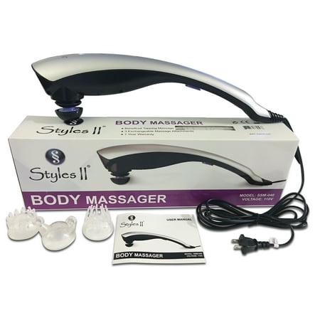 Styles II Therapeutic Percussion Body Massager - 3 Variable Attachments – Relaxes Muscles, Relief Knots, Pain, Stiffness & Fatigue In Neck, Waist, Shoulder, Feet,