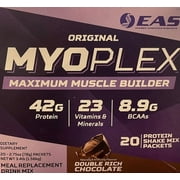 EAS Original MYOPLEX Maximum Muscle Builder - Meal Replacement Protein Mix - Double Rich Chocolate - 20 Individual Packets - Quality Protein Blend - 42g Per Serving - Vitamins, Minerals, Fiber,...
