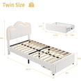 thumbnail image 7 of Twin Upholstered Bed Frame with Adjustable Headboard & Smart LED, Velvet Princess Platform Bed Frame, Wooden Slats Support, No Box Spring Needed, Easy Assembly, 7 of 7