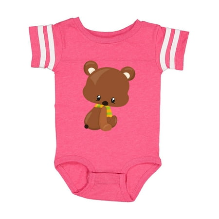 

Inktastic Cute Little Bear With A Scarf Brown Bear Gift Baby Boy or Baby Girl Bodysuit